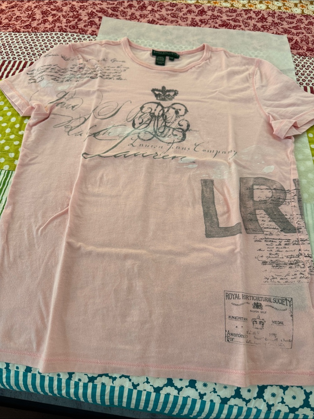 Lauren Ralph Lauren Light Pink Graphic Short Sleeve Tee